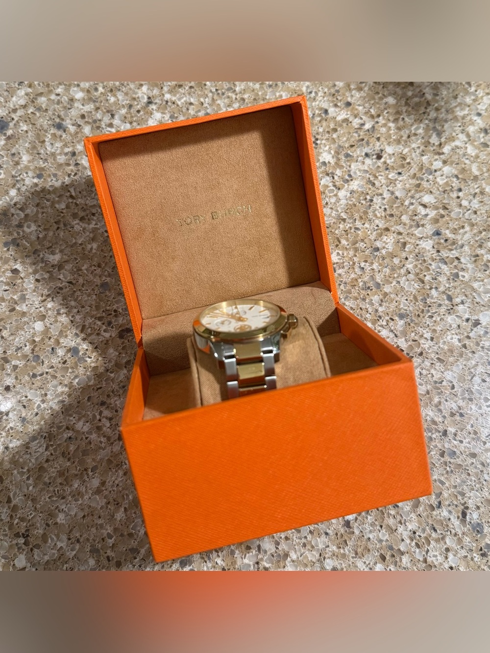 Tory Burch Collins TBW1254 Two-Tone Chronograph Watch Gold Silver w/ Box - Picture 3 of 9